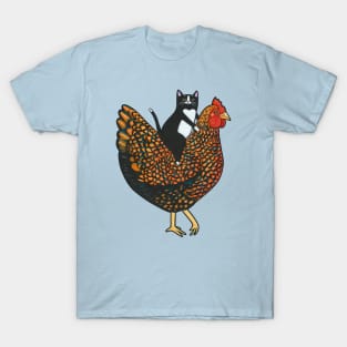 Tuxedo Cat On  A Wyandotte Chicken T-Shirt